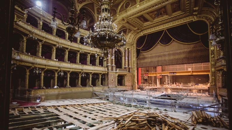 <strong>Ornate features:</strong> The opera house's grand chandelier, which weighs three tons, is to be fully restored during the renovation project. 