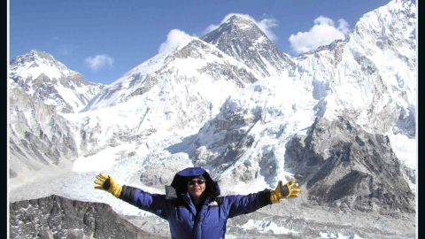 EcoLoo co-founder Zuraina Zaharin in the Himalayas in the early 2000s. Not pictured: the dubious toilet facilities.