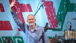 GLASTONBURY, ENGLAND - JUNE 24:  Labour Party leader Jeremy Corbyn speaks to crowds at Left Field Stage at Glastonbury Festival Site on June 24, 2017 in Glastonbury, England. Labour Party leader Jeremy Corbyn addressed crowds at Glastonbury at both the Pyramid Stage and Left Field Stage. During the 2017 General Election Mr Corbyn surprised many as he made significant gains with his party, partially due to galvanising young voters when 61.5% of under 40's voted Labour.  (Photo by Chris J Ratcliffe/Getty Images)