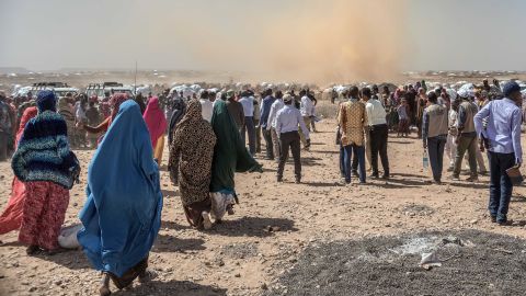 Internally-displaced people pictured in Sudan.