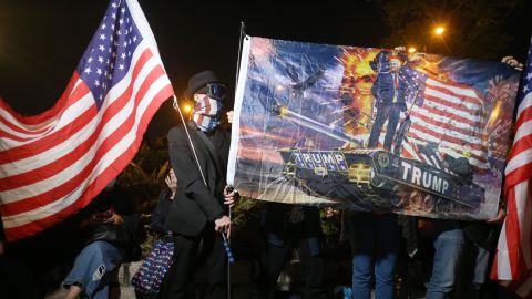 Protesters in Hong Kong held a celebratory, pro-US rally on Thursday.