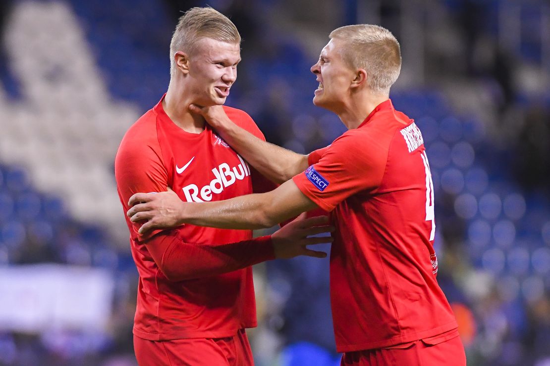 Salzburg's Erling Braut Haland scored again in the Austrian team's decisive win over Genk in the Champions League group stage on Wednesday night. 