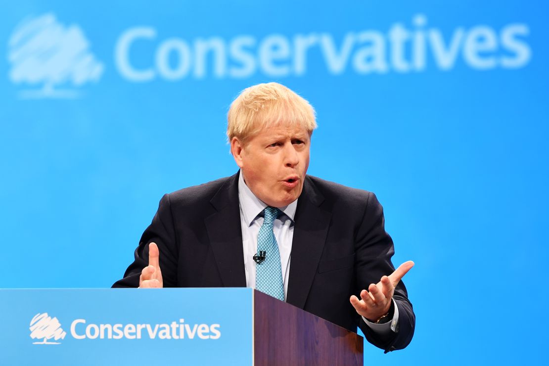 British Prime Minister, Boris Johnson, delivers his keynote speech at the Conservative Party Conference.