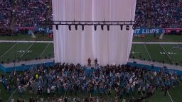The power went out briefly during the halftime show. 