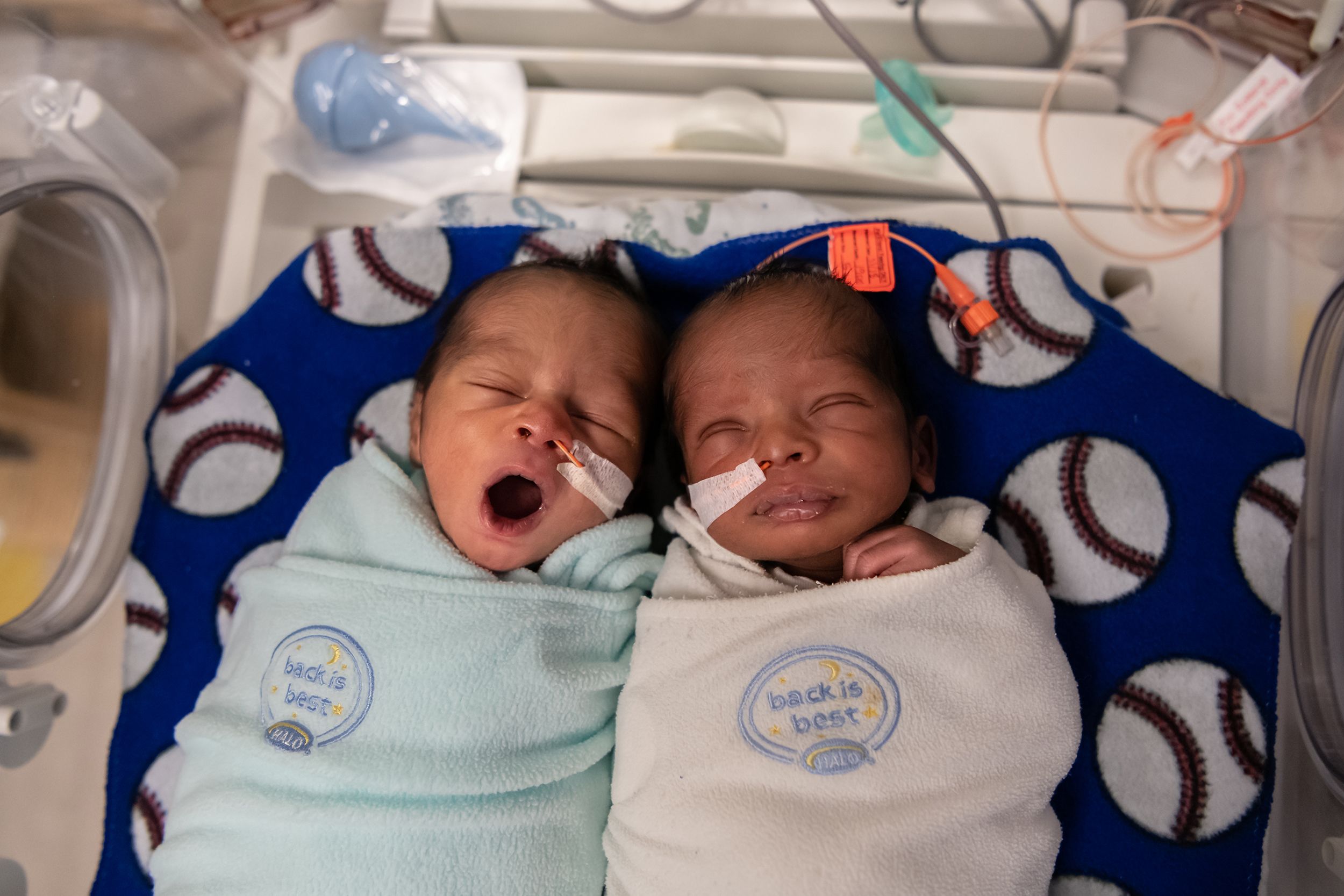 newborn twin babies in hospital
