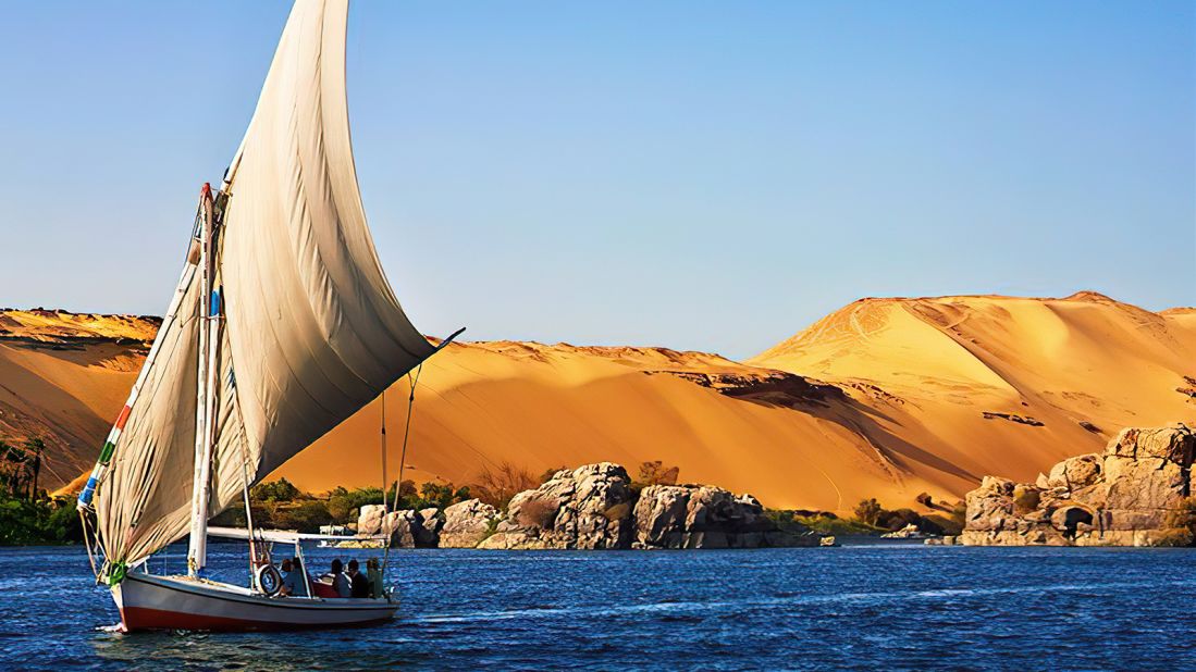 <strong>Sailing on the Nile: </strong>Egypt's ubiquitous feluccas have been around for at least 2,000 years, since Roman times when their trademark lateen (triangular) sail was first developed.