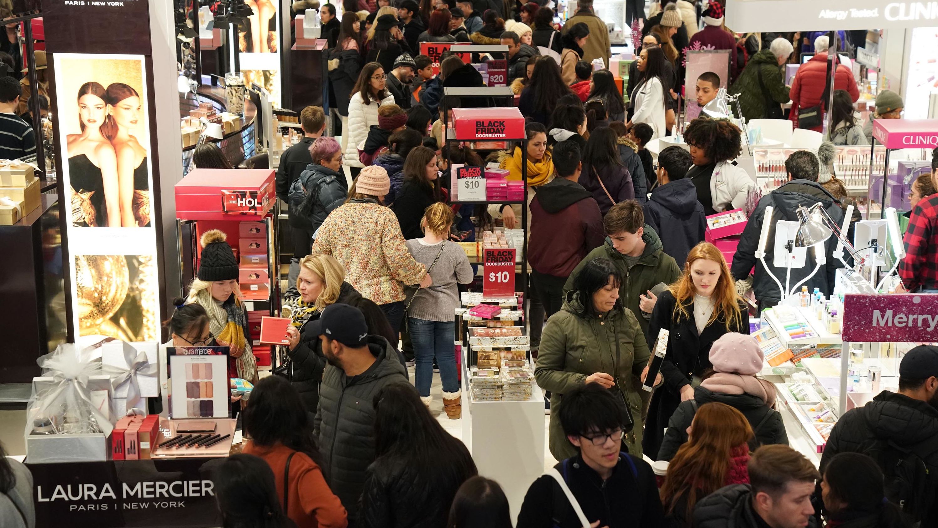 Consumers begin their Black Friday  shopping as a Macy's in New York.