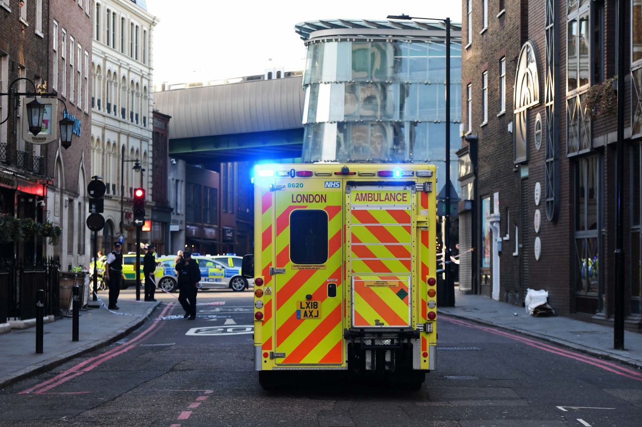  An ambulance makes its way to the scene of the attack.