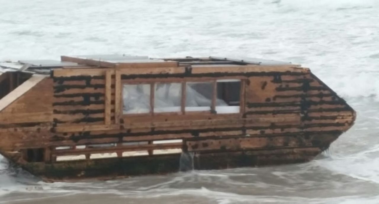 The mysterious boat was kitted out with solar panels and kettles.