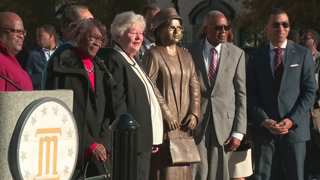 A statue of Rosa Parks, seen here, is unveiled in Montgomery, Alabama, on Sunday, December 1, 2019.