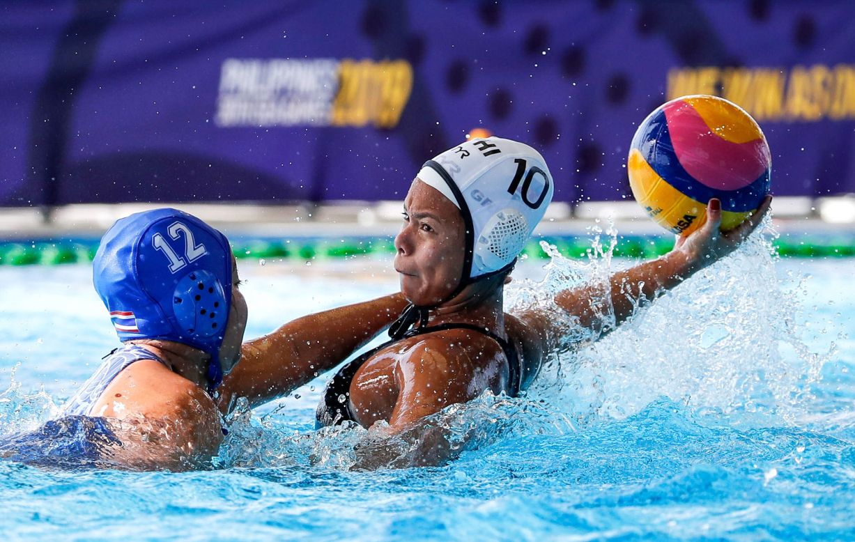 Carla Beatriz Grabador of the Philippines competes during SEA Games 2019 Water Polo Women's Double Round Robin match on December 1.