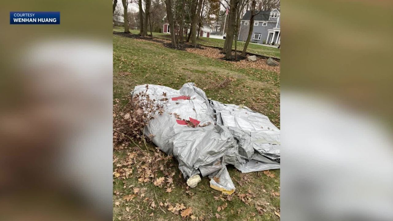 The slide fell from a Delta flight heading to Boston from Paris.