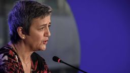 European Commissioner for Competition Margrethe Vestager speaks during a press conference on the last day of the Web Summit in Lisbon on November 7, 2019. - Europe's largest tech event Web Summit is held at Parque das Nacoes in Lisbon from November 4 to November 7. (Photo by PATRICIA DE MELO MOREIRA / AFP) (Photo by PATRICIA DE MELO MOREIRA/AFP /AFP via Getty Images)