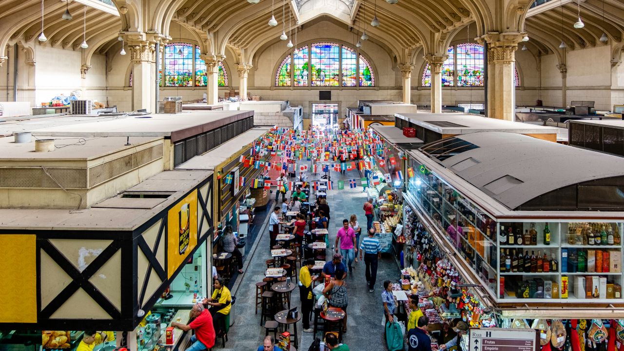 <strong>Mercado Municipal:</strong> São Paulo city's urban market, know colloquially as "Mercadão" ("Big Market"), is a Belle Epoque beauty of stained glass and regal columns.