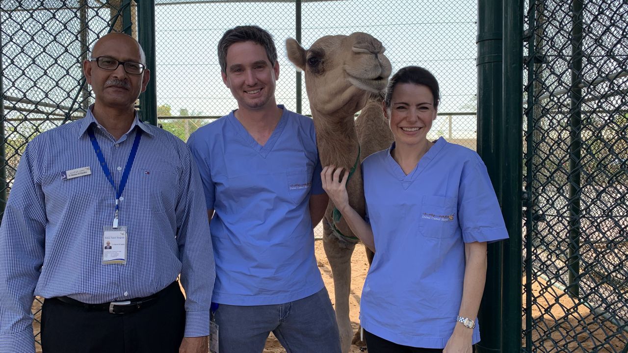Dr Mansoor Ali Chaudhry, Dr Matthew De Bont, and Dr Claire Booth with a DCH patient. 