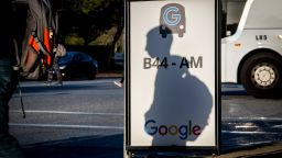 The shadow of a pedestrian is seen on a sign at Google Inc. headquarters in Mountain View, California, U.S., on Wednesday, April 25, 2018. Alphabet Inc. is pushing efforts to roll back the most comprehensive biometric privacy law in the U.S., even as the company and its peers face heightened scrutiny after the unauthorized sharing of data at Facebook Inc. Photographer: David Paul Morris/Bloomberg via Getty Images