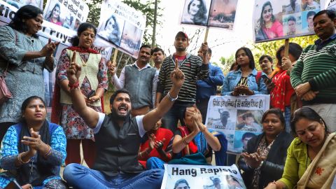 Protesters took to the streets of New Delhi on December 1, 2019 to demand justice for the Hyderabad rape and murder victim.