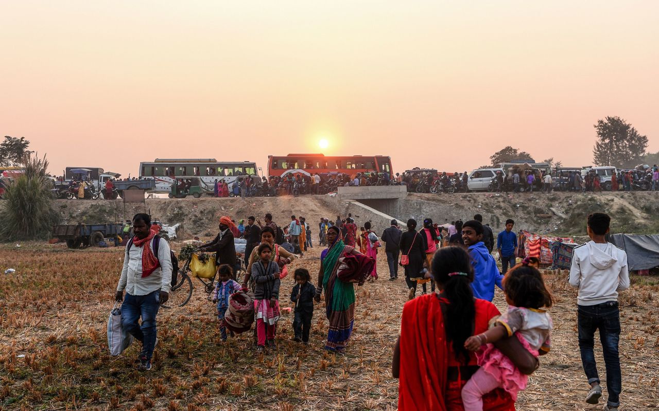 Hindu devotees arrive ahead of the Gadhimai festival in Bariyarpur, 100 miles (160 kilometers) south of Kathmandu.