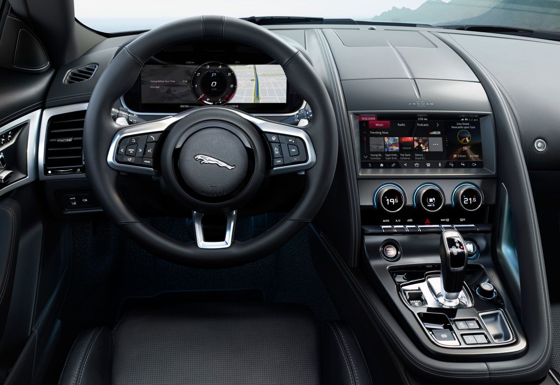 The new Jaguar F-Type has computer screen gauges.