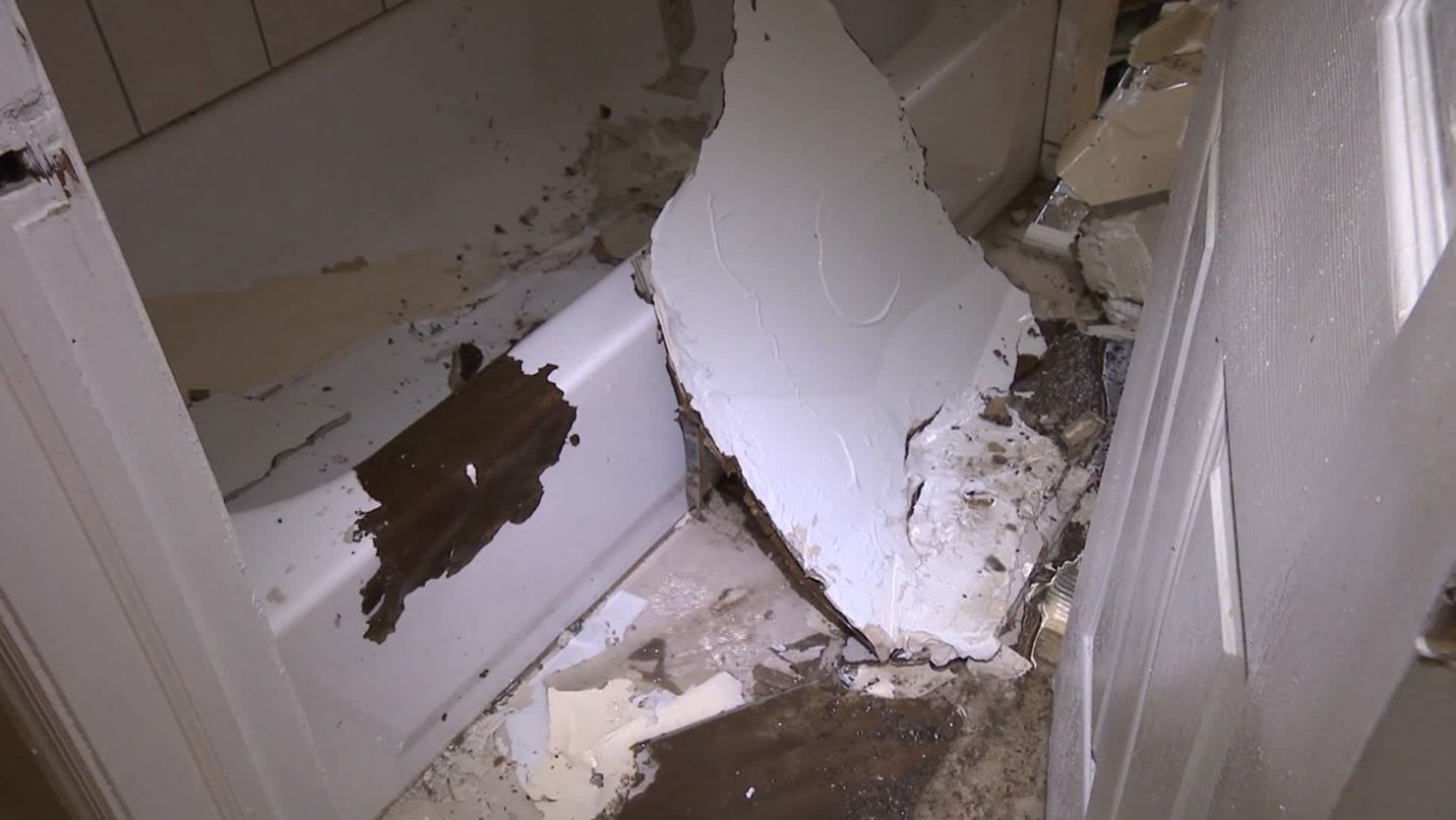 This image, from CNN affiliate WCBS, shows conditions in one of the Newark apartments it says was part of the homeless relocation program.