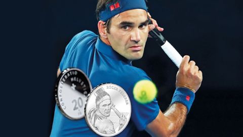 Swissmint honored Roger Federer with a silver coin (pictured here) and a gold coin will be issued next year. 