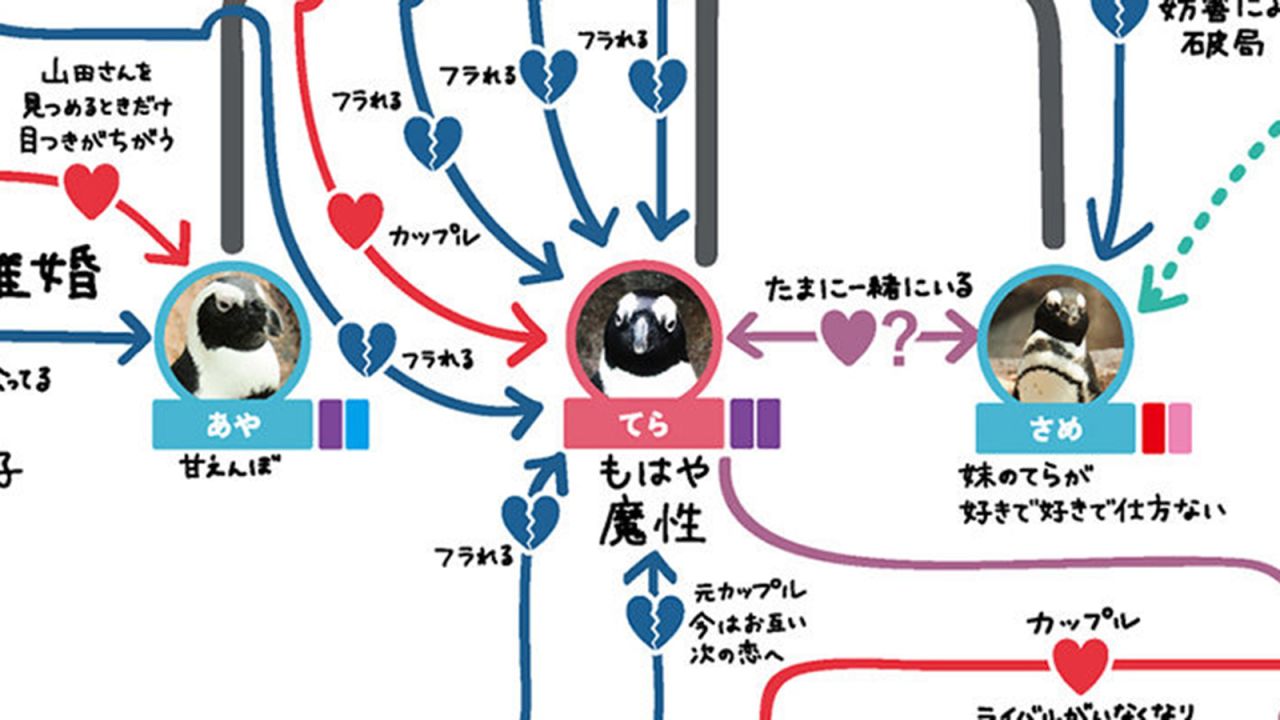 Tera is the most popular girl is Kyoto Aquarium. The blue lines indicate the hearts she broke the last year.
