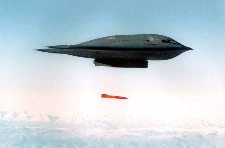 The B-2 can carry upwards of 40,000 pounds of bombs, including nuclear weapons.