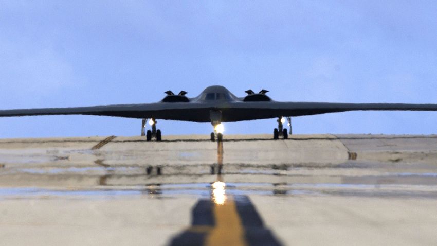 ANDERSON AIR FORCE BASE, GUAM - APRIL 28:  In this U.S. Air Force handout, A B-2 Spirit Stealth Bomber from the 393rd Expeditionary Bomb Squadron, taxis down the runway April 25, 2005 at Andersen Air Force Base, Guam.  (Photo by Bennie J. Davis III/U.S. Air Force via Getty Images)