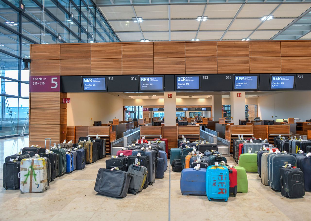 <strong>Luggage test run: </strong>For testing purposes, suitcases were lined up in front of check-in counters on November 25, 2019.