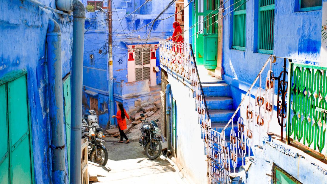 <strong>Blue City, Jodhpur, India:</strong> The narrow alleys of Jodhpur's Blue City are lined with buildings that were painted blue to signify the presence of the Brahmin, or priest, caste.