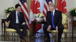 President Donald meets with Canadian Prime Minister Justin Trudeau at Winfield House, Tuesday, Dec. 3, 2019, in London. (AP Photo/ Evan Vucci)