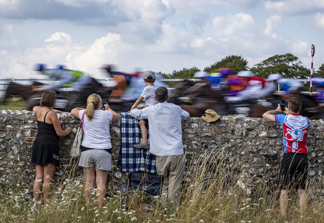 This picture was inspired by the Tour de France which was taking place at the same time as the horse race. The family of spectators were watching runners at Goodwood flash past but Whitaker said it "could have easily been cyclists speeding past." 