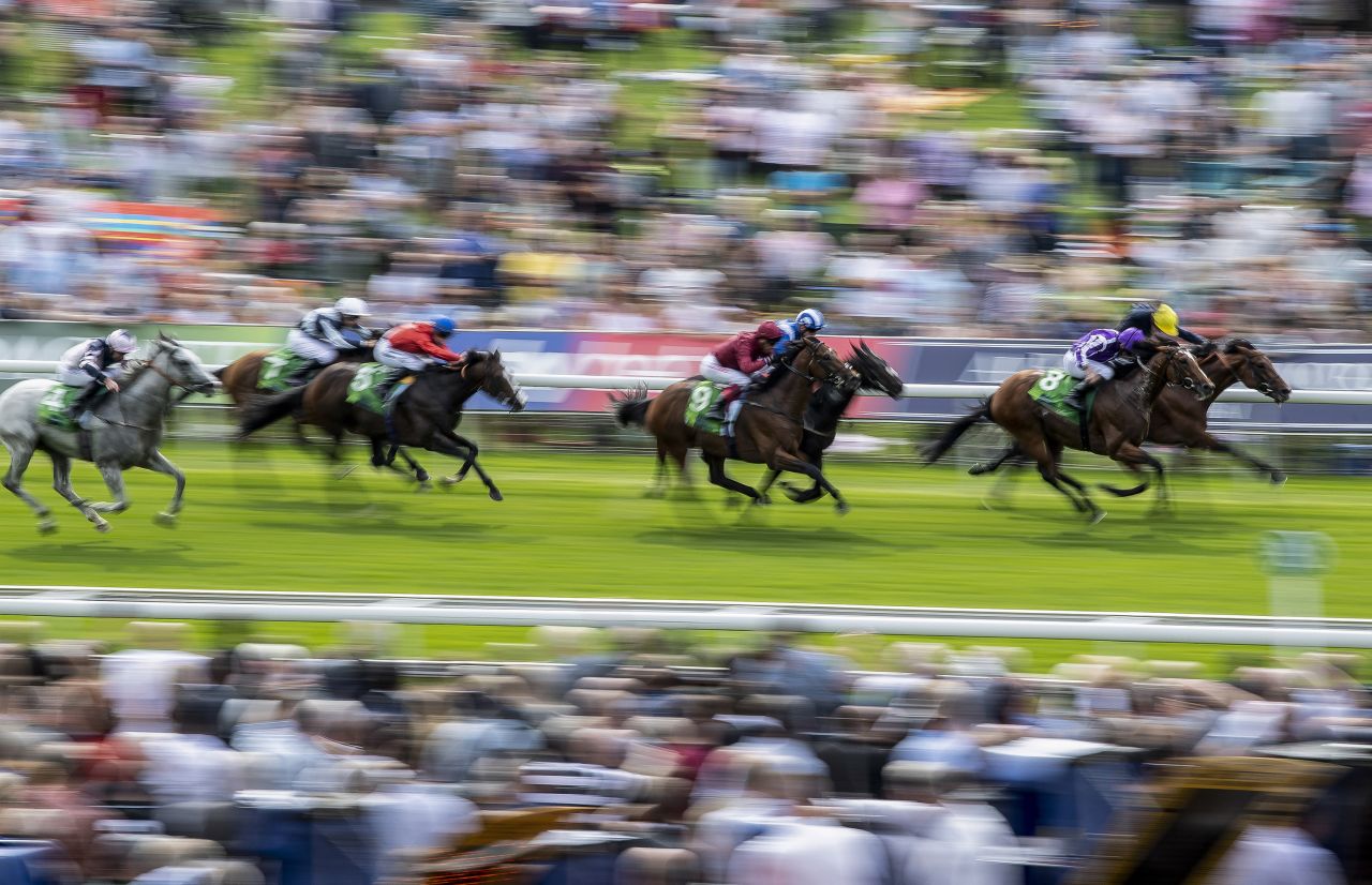 This shutter pan picture was taken as racehorse Japan beat Crystal Ocean in the Juddmonte International. "There is just this lovely, dramatic sense of speed in the picture. It sort of cleans up the picture without all the sponsors in the background," said Whitaker. <br />