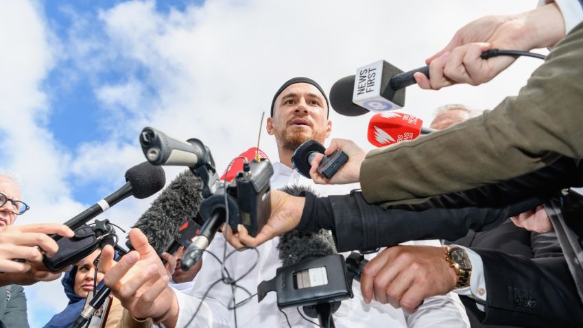 CHRISTCHURCH, NEW ZEALAND - MARCH 22: All Blacks Rugby Star Sonny Bill Williams speaks to the media after attending islamic prayers in Hagley Park near Al Noor mosque on March 22, 2019 in Christchurch, New Zealand. 50 people were killed, and dozens were injured in Christchurch on Friday, March 15 when a gunman opened fire at the Al Noor and Linwood mosques. The attack is the worst mass shooting in New Zealand's history. (Photo by Kai Schwoerer/Getty Images)
