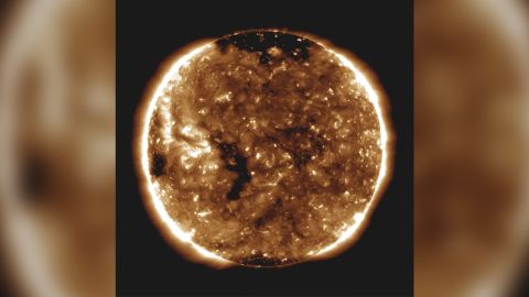 NASA's Parker Solar Probe observed a slow solar wind flowing out from the small coronal hole -- a long, thin black spot seen on the left side of the sun.