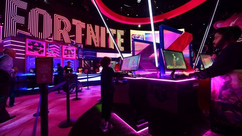 Gaming fans play Fortnite at the 2019 Electronic Entertainment Expo opening in Los Angeles, California on June 11, 2019. 