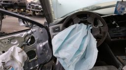 A deployed airbag is seen in a 2001 Honda Accord at the LKQ Pick Your Part salvage yard on May 22, 2015 in Medley, Florida. Honda was among the manufacturers included in the latest Takata recall.