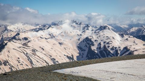 Travel photographer and blogger Liz Carlson took the pictures of the pink and red glaciers during a helicopter flight.