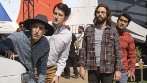 Thomas Middleditch, Zach Woods, Martin Starr and Kumail Nanjiani in 'Silicon Valley' (Eddy Chen/HBO)