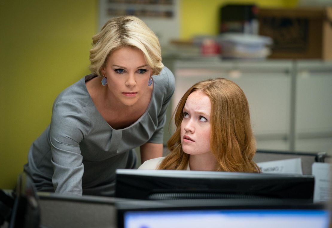 Charlize Theron (left) as Megyn Kelly in 'Bombshell'