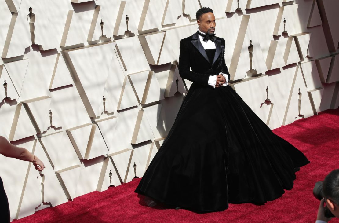 Billy Porter in a tuxedo dress at the Academy Awards in February.