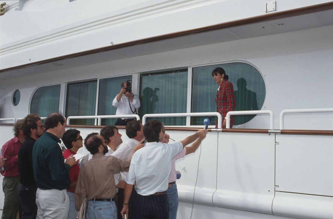 Ghislaine Maxwell in Tenerife after her father's death on board the yacht he named after her.
