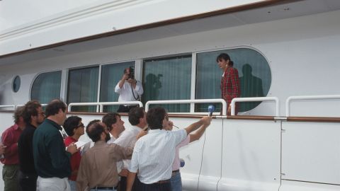 Ghislaine Maxwell in Tenerife after her father's death on board the yacht he named after her.