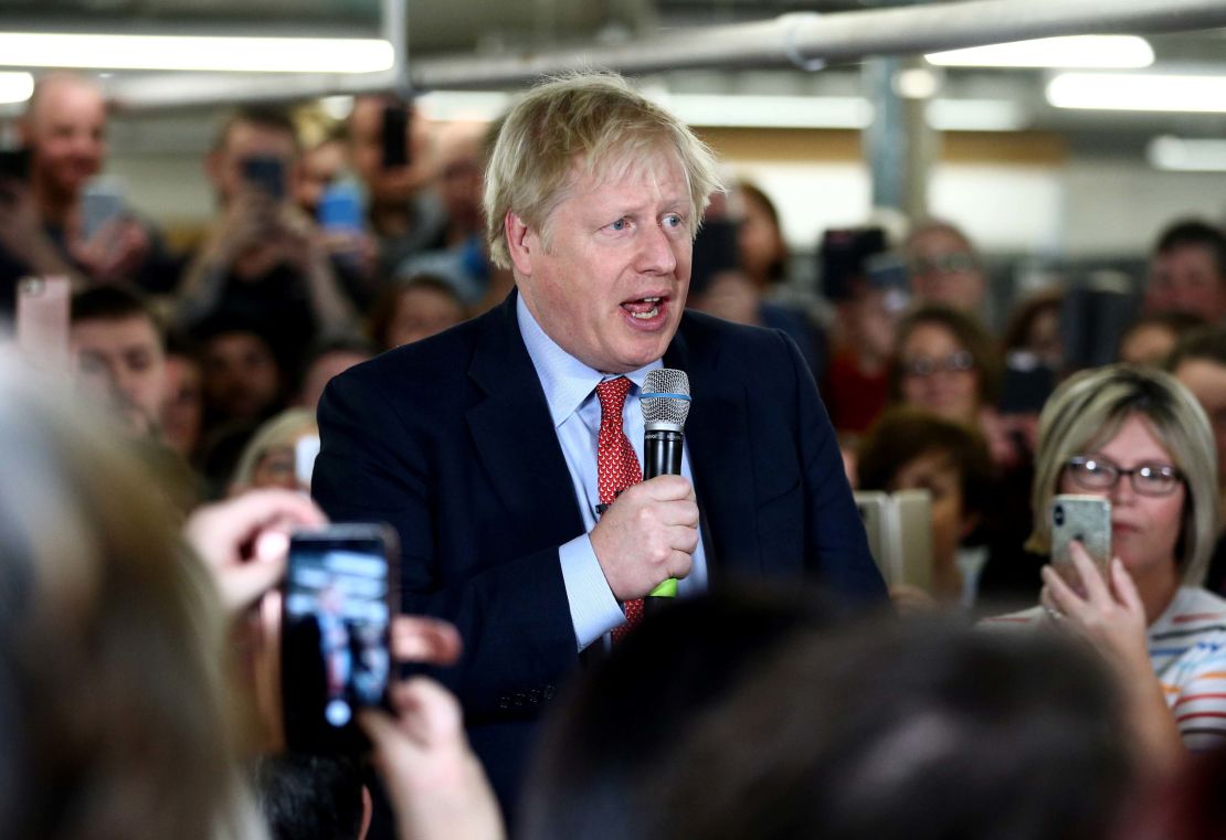 Johnson campaigning in Matlock, central England.