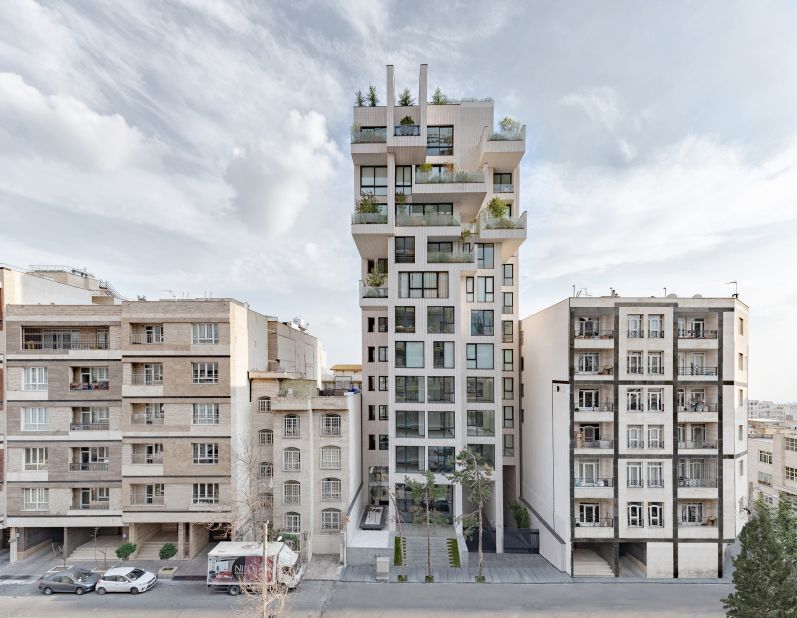 Cedrus Residential, designed by Nextoffice in Iran's capital Tehran, was praised by judges for "challenging the political dogma of expression while respecting social norms."