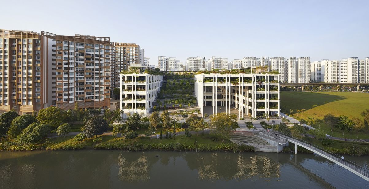 Oasis Terraces, by Serie and Multiply Architects, is a mixed-use development in Singapore containing housing, retail and community facilities. 