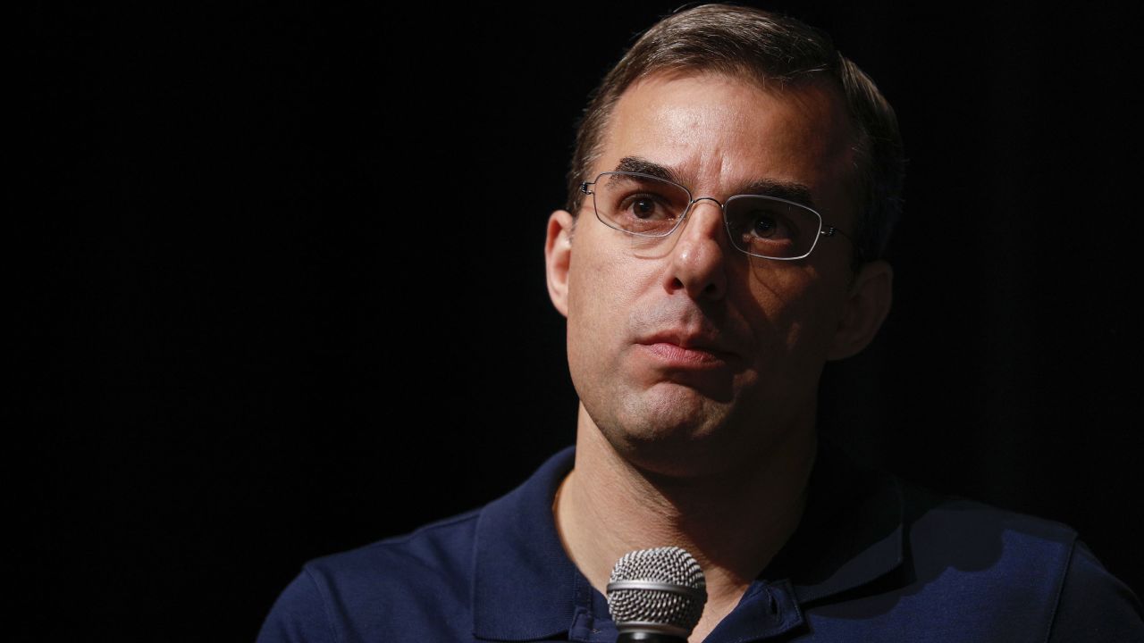 GRAND RAPIDS, MI - MAY 28:  U.S. Rep. Justin Amash (R-MI) holds a Town Hall Meeting on May 28, 2019 in Grand Rapids, Michigan. Amash was the first Republican member of Congress to say that President Donald Trump engaged in impeachable conduct. (Photo by Bill Pugliano/Getty Images)