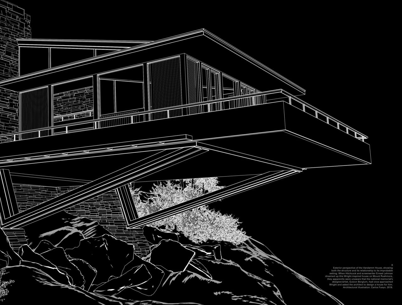 Illustration of The Vandamm House in "North By Northwest," from "Lair."