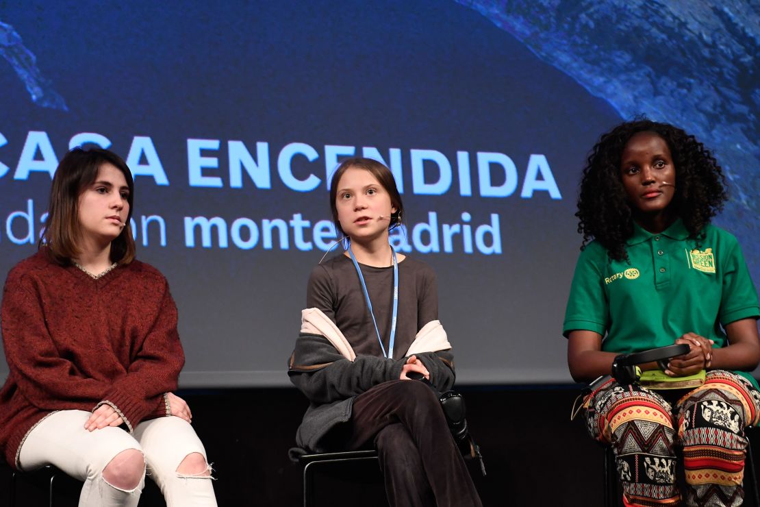 Swedish climate activist Greta Thunberg speaks in Madrid on December 6.
