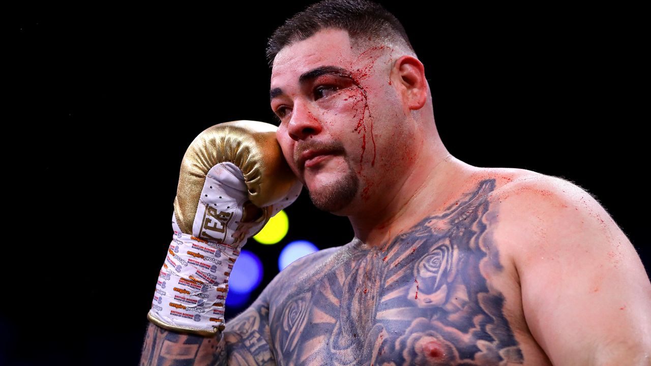 Andy Ruiz Jr was cut at the side of his left eye early in his unanimous points defeat to Anthony Joshua in Saudi Arabia.